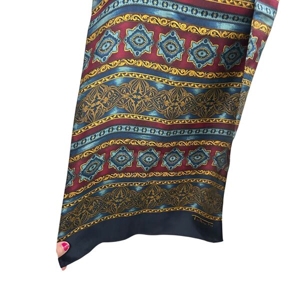 Vintage Baroque Stripe Silk Scarf Talbots Jewel Tones Quiet Luxury - Picture 3 of 5